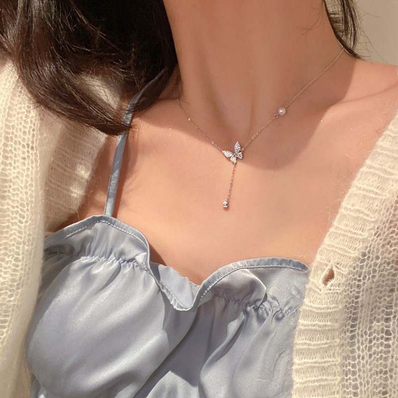 Yx สร้อยคอจี้ผีเสื้อหรูหรา Niche Design Collarbone Chain แฟชั่นหญิง