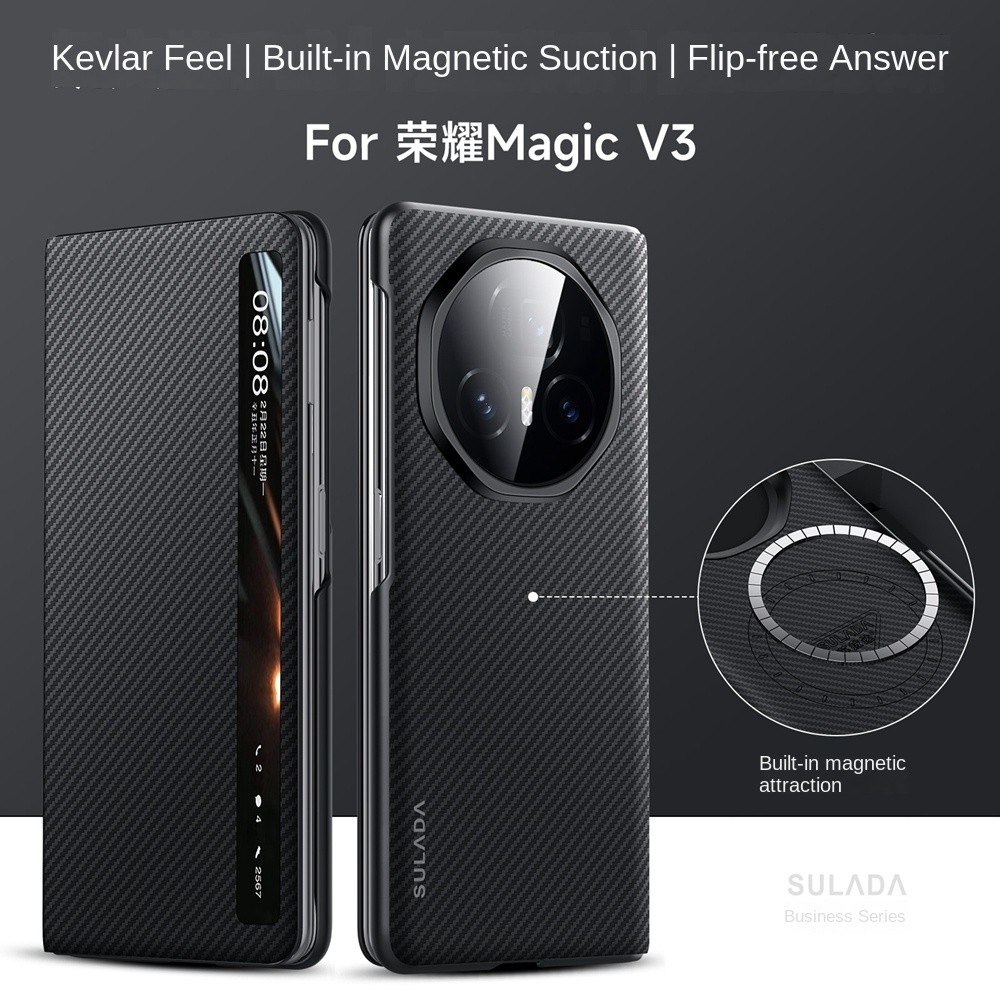 ธุรกิจแม่เหล็ก Simple Retro Vintage สําหรับ Honor Magic Vs3 การออกแบบอินเทรนด์ Anti-DROP คลาสสิก Magic V3 พร้อมขาตั้งเคสโทรศัพท์