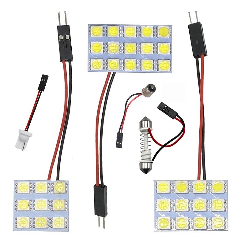 Y12 36 48 SMD 5050 LED Auto Dome ไฟรถภายในรถโคมไฟหลอดไฟ T10 W5W BA9S c5W Festoon 3อะแดปเตอร์