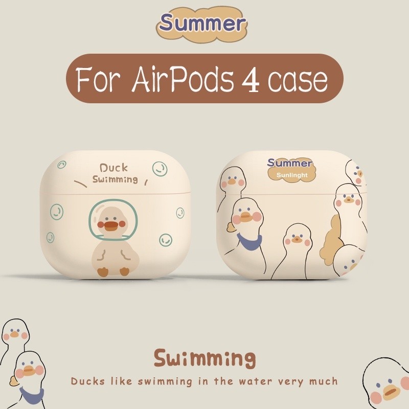 กระเป๋าหูฟังเป็ดสำหรับว่ายน้ำสำหรับ AirPods4 Case กระเป๋าใส่หูฟังอ่อนนุ่มรุ่นใหม่สำหรับ AirPodsPro2 กระเป๋าใส่หูฟัง AirPodsPro ที่รองรับกรณี AirPods2gen