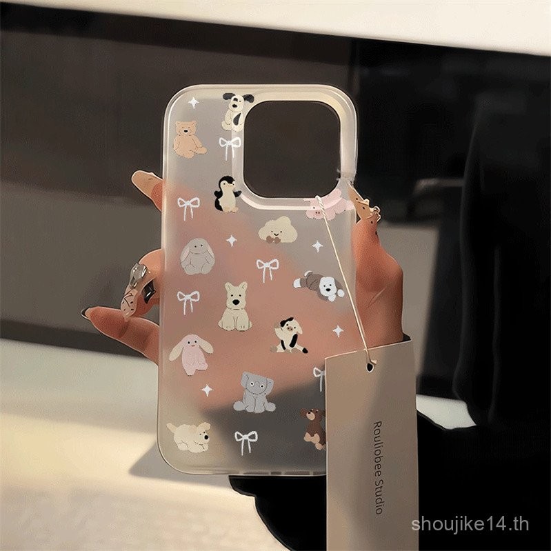 น่ารักการ์ตูนลูกสุนัขสุนัขสำหรับ iPhone 15 11 12 13 14 PRO MAX x XR XS MAX 7 8 6 6วินาทีบวก SE 2020 F rosted อัลตร้าบางป้องกันโทรศัพท์กรณี TPU ล้างปกหลัง