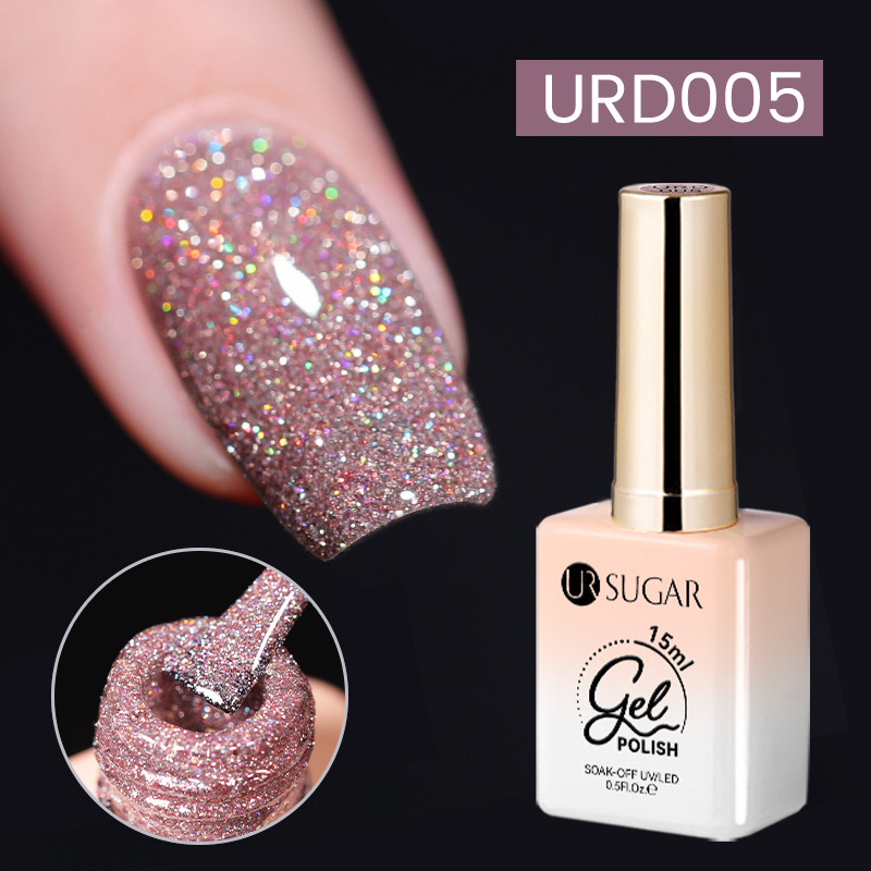 【Local】UR SUGAR สีเจลสะท้อนแสงประกายเลื่อมเงา UV Gel กึ่งถาวร Soak Off UV Gel 15ml