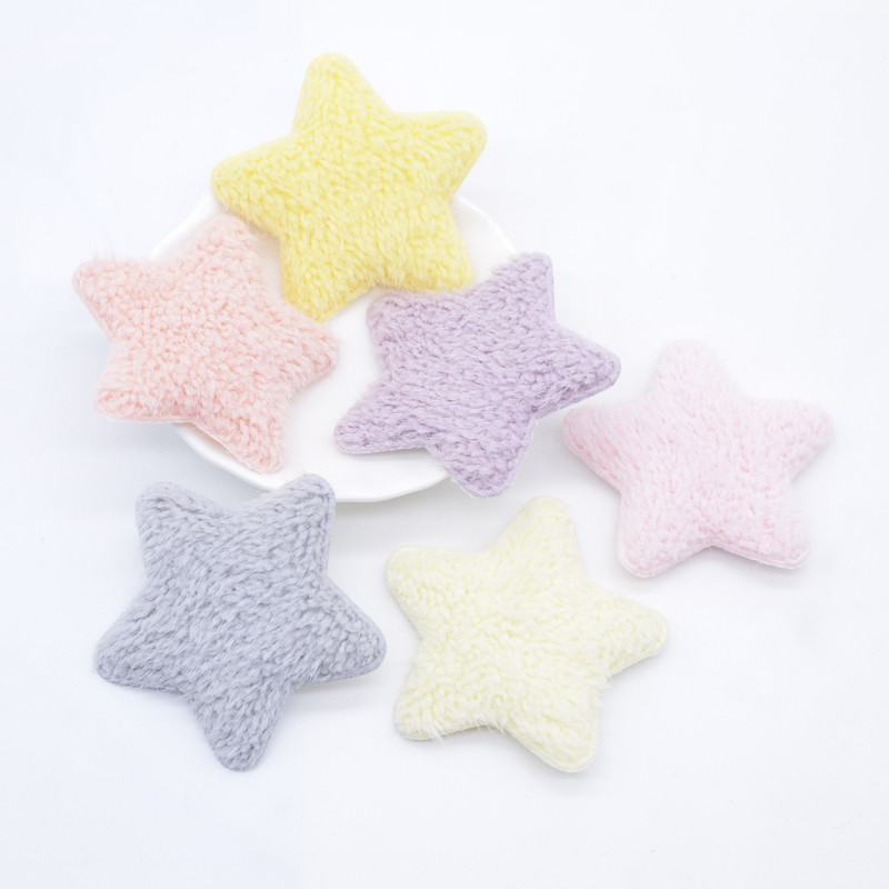 12 ชิ้น 55 มิลลิเมตร Plush Star Appliques สําหรับเสื้อผ้าเด็กทารกหมวกรองเท้าเย็บแพทช์ตกแต่ง DIY Headwear คลิปผมโบว์อุปกรณ์เสริม