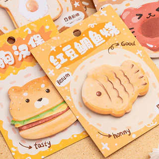 30 แผ่นการ์ตูนขนมปัง Foody Series Sticky Notes นักเรียนแบบพกพา Memo Pad หมายเหตุกระดาษ