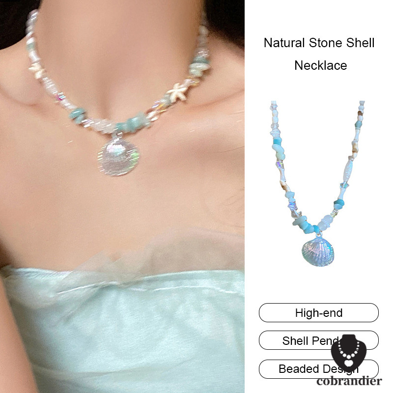 ส่งเร็ว⚡สร้อยคอเปลือกหอยหินธรรมชาติผู้หญิงเฉพาะกลุ่มสร้อยคอออกแบบความรู้สึกหวานเย็นสไตล์ไหปลาร้าโซ่cobrandier.COD