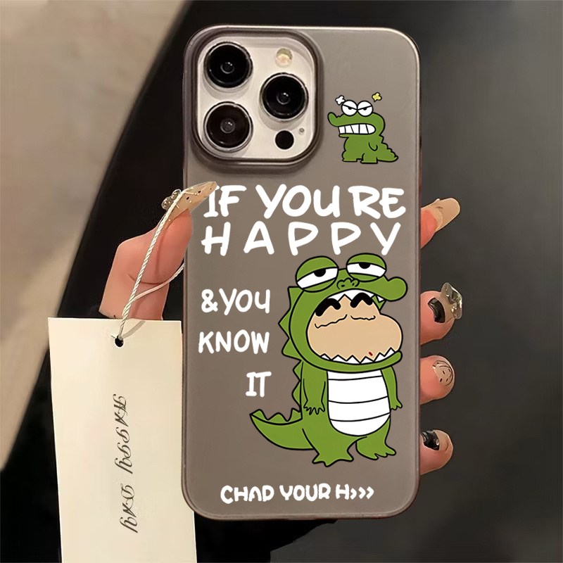 เคสไอโฟน iPhone 15 14 13 เคส ไอโฟน11 12 ProMax 7 8Plus X XSMax XRไดโนเสาร์สีเทียนชินจังเคสโทรศัพท์มือถืออะคริลิคใส กันกร