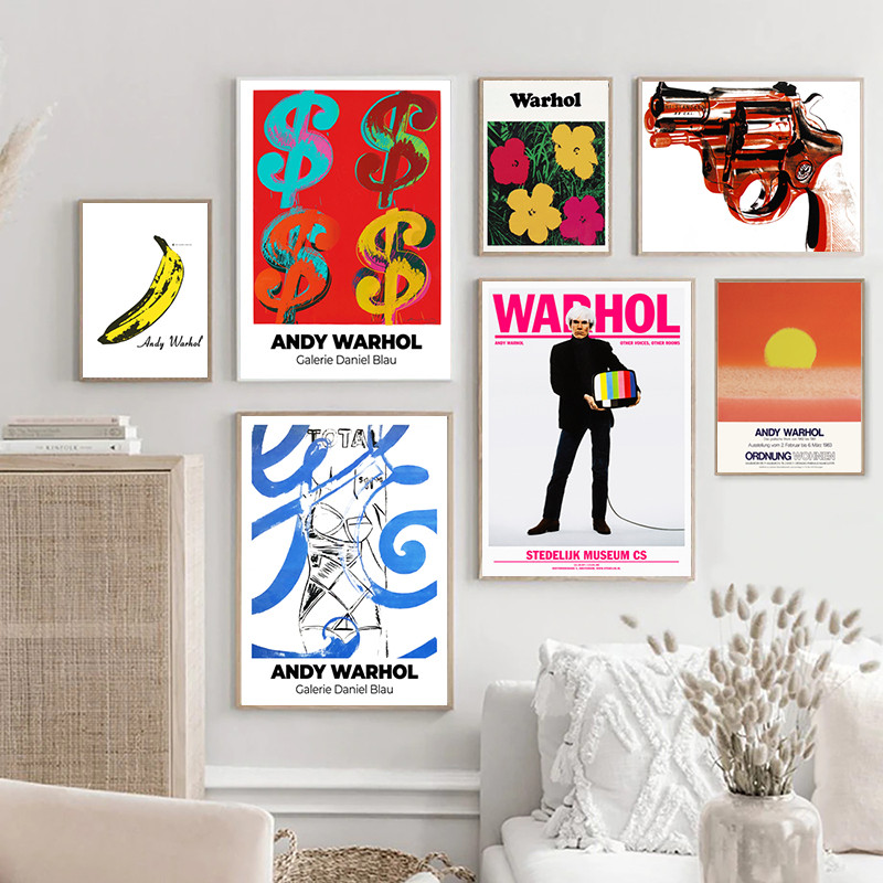 Hand Draw Andy Warhol Banana พิมพ์ผ้าใบภาพวาดสีน้ํามัน Pop Art โปสเตอร์ห้องครัวตกแต่งผนังภาพสําหรับห้องนั่งเล่นตกแต่งบ้าน