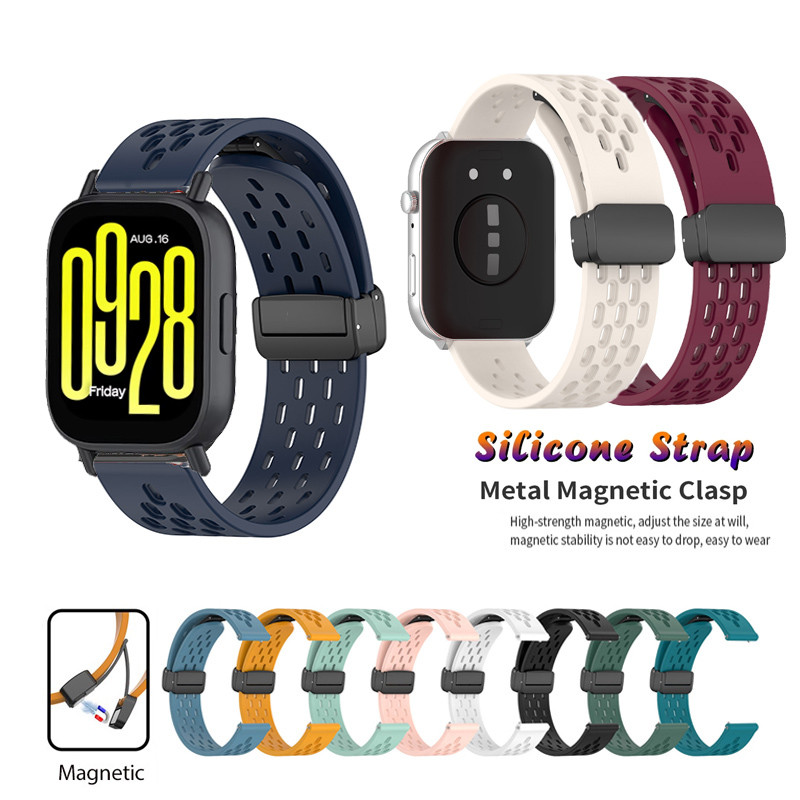 สายซิลิโคนพับหัวเข็มขัดแม่เหล็กหัวเข็มขัดสําหรับ Redmi Watch 5 Active / Redmi Watch 5 lite