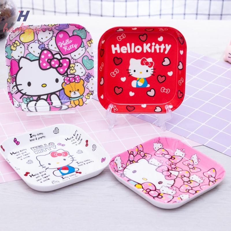 SANRIO <haohiyou>Hello Kitty Sanrioจานอาหารค่ําCinnamonการ์ตูนอะนิเมะเด็กเด็กจานรองบนโต๊ะอาหารKuromiจานผลไม้ถาดขนมของขวัญNice