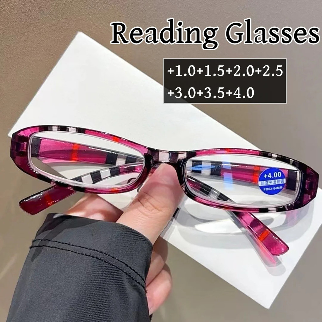 Ultralight แว่นตาอ่านหนังสือสําหรับผู้หญิงผู้ชายแฟชั่น Retro Stripe กรอบสายตายาวแว่นตา PC กรอบแว่นตา Prescription Diopter