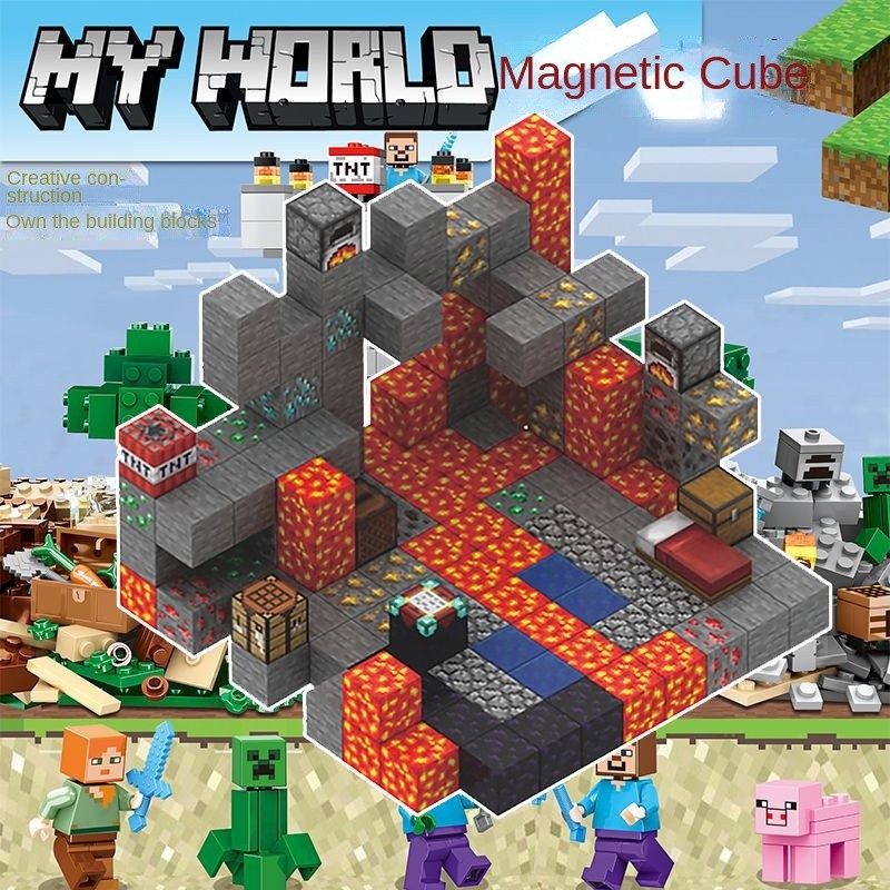 สินค้าใหม่ MC อนุภาค Minecraft Magnetic Building Blocks Building Blocks Building Blocks ของเล่นเด็ก Educ