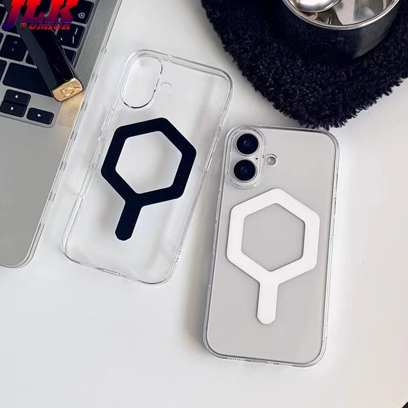 [JLK] Original Ultra Thin Transparent Case สําหรับ iPhone 15 14 13 12 11 16 Pro Max Magnetic Wireless Charger Clear PC Cover