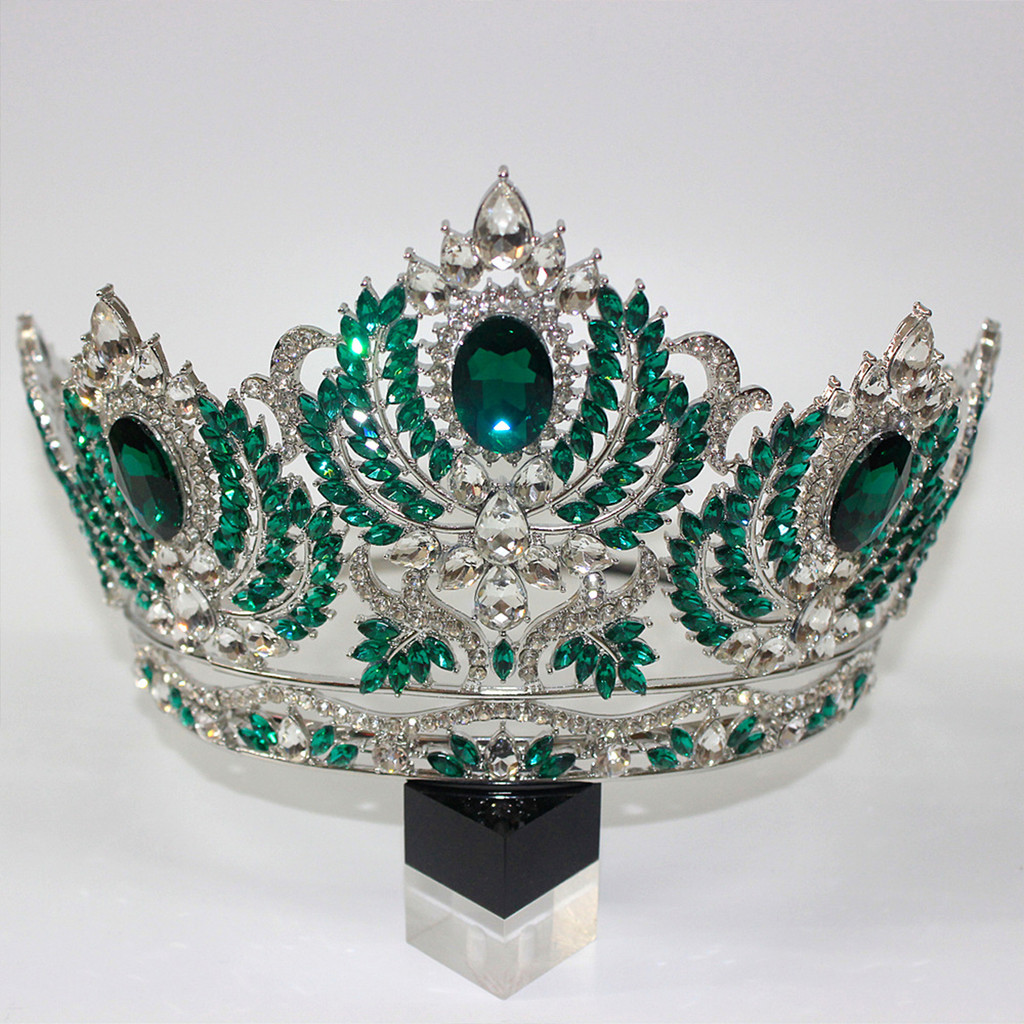 ขนาดใหญ่เจ้าสาวมงกุฎเครื่องประดับผม Sparkly Rhinestones ผมปรับ Tiara