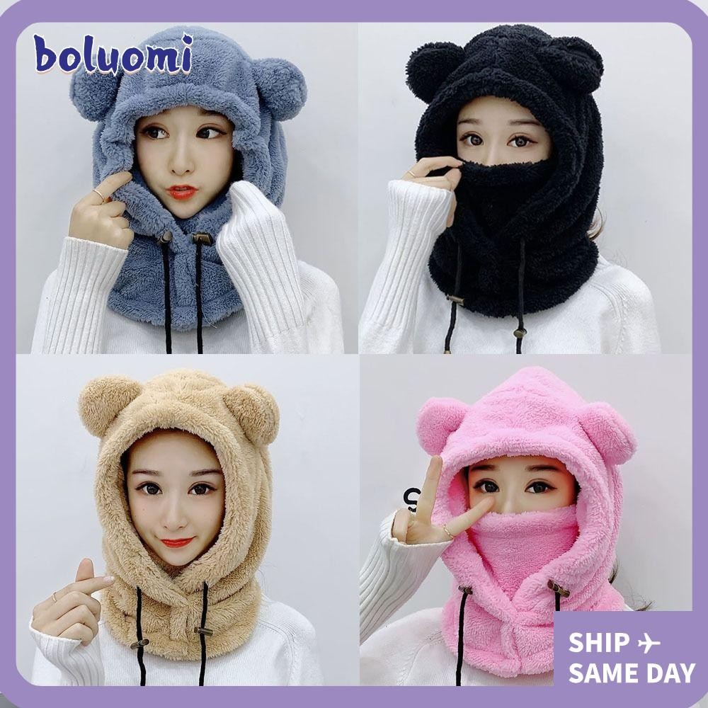 Bolumi Beanies หมวก, Balaclavas Keep Warm หมวกฤดูหนาว, Cold Weather Windproof Plush Earmuff หญิงสาว