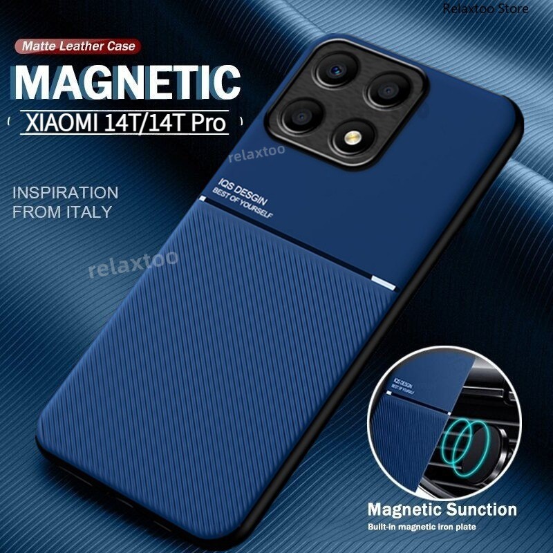 Xiaomi14t Pro หนัง Matte สําหรับ Xiaomi 14T Pro 14TPro 14Pro Xiaomi14TPro 5G รถที่วางแม่เหล็กซิลิโคนอ่อนนุ่มเคสโทรศัพท์กันกระแทกเลนส์ป้องกันปกหลัง