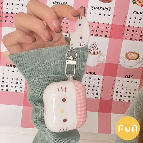 การ์ตูน Hello Kitty ลายสก๊อตสีชมพู IMD หูฟังไร้สายบลูทูธป้องกันกรณีใช้งานร่วมกับ Airpods 1 2 3 Pro Pro2 พร้อมจี้กันกระแทกชุดหูฟังปลอก - รูปที่ 3