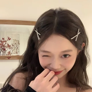 Silver Bling INS โลหะ X รูปร่าง Shine Hairpin Bangs คลิปเครื่องประดับผม
