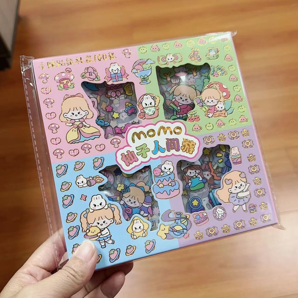 🔥สติ๊กเกอร์ สุ่มลายMomo&Chiikawa🔥สติ๊กเกอร์ ลายน่ารัก สติกเกอร์ติดสมุดโน๊ต ตกแต่งเคสมือถือ  สติกเกอร
