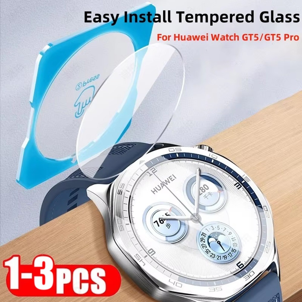 1 ~ 3 ชิ้นกระจกนิรภัยสําหรับนาฬิกา Huawei GT 5 pro GT4 46 มม.41 มม.คลิกเดียวติดตั้งง่ายเครื่องมือป้องกันหน้าจอสําหรับ Huawei GT5/3/2 pro 46 มม.แก้ว