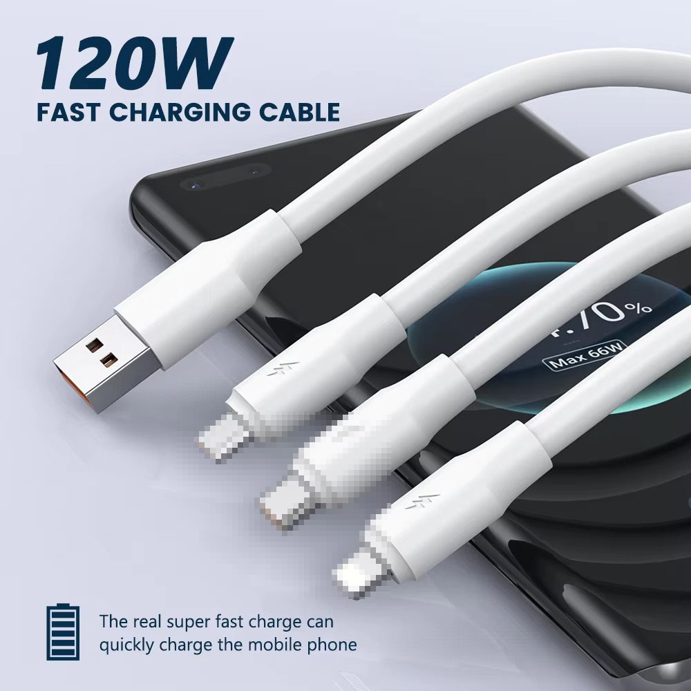 พรีเมี่ยม 6A 120W Fast Charging วันที่สาย 1.2M แฟลชความเร็วสาย USB สําหรับสายชาร์จโทรศัพท์