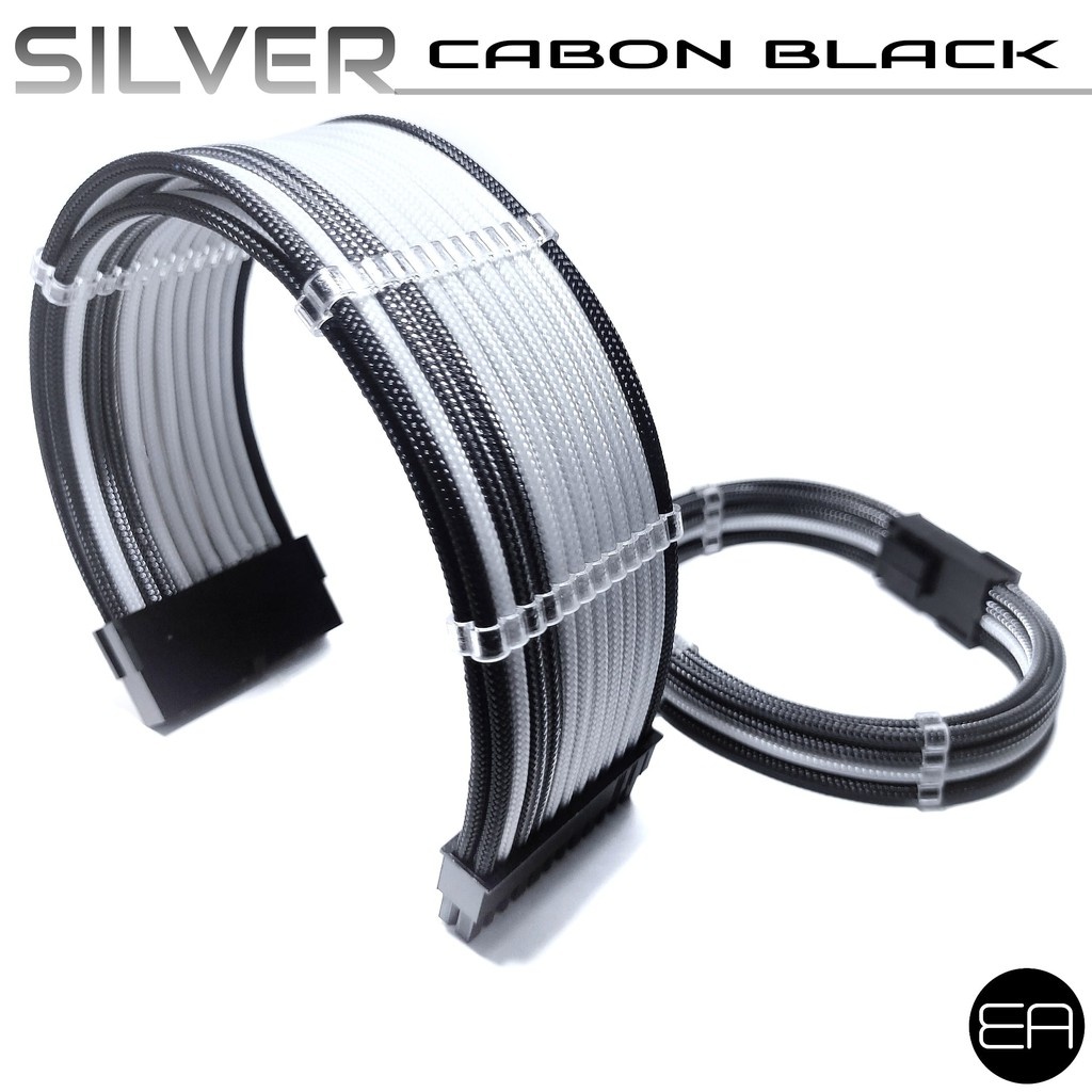 สายถักแต่ง​คอม​[SILVER​-CABON​-BLACK]​