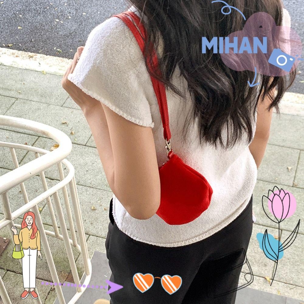 เดือน กระเป๋า ใต้วงแขน ตะโกน กระเป๋าใส่เหรียญหนังนิ่มนุ่มกระเป๋าสะพายข้างสีทึบสไตล์ย้อนยุคสําหรับผู้หญิง