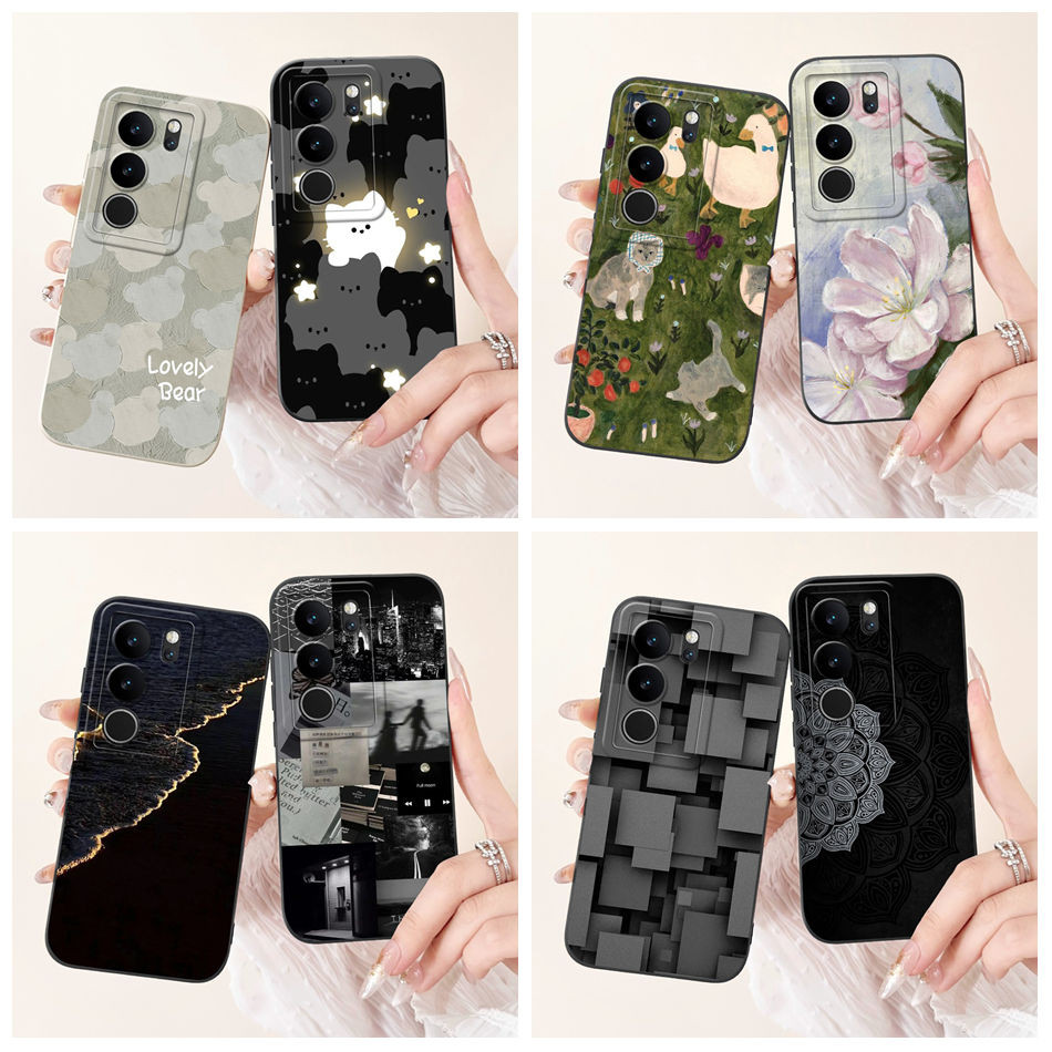 Vivo V29 Pro V 29 V29e V2317 V2250 V2251 แฟชั่นน่ารักทาสีซิลิโคนอ่อนนุ่มเลนส์เคสป้องกัน