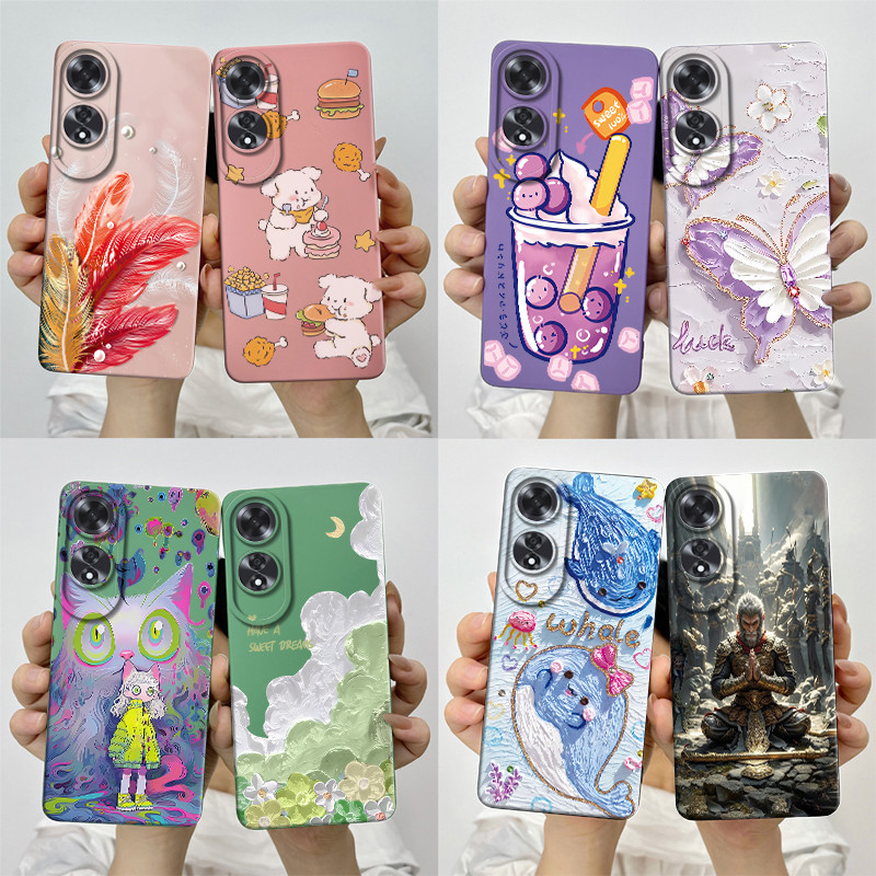 สําหรับ OPPO A60 กรณี OPPOA60 CPH2631 ซิลิโคน TPU นุ่มเคสโทรศัพท์หวานทาสีพิมพ์กันกระแทกป้องกันปกหลัง