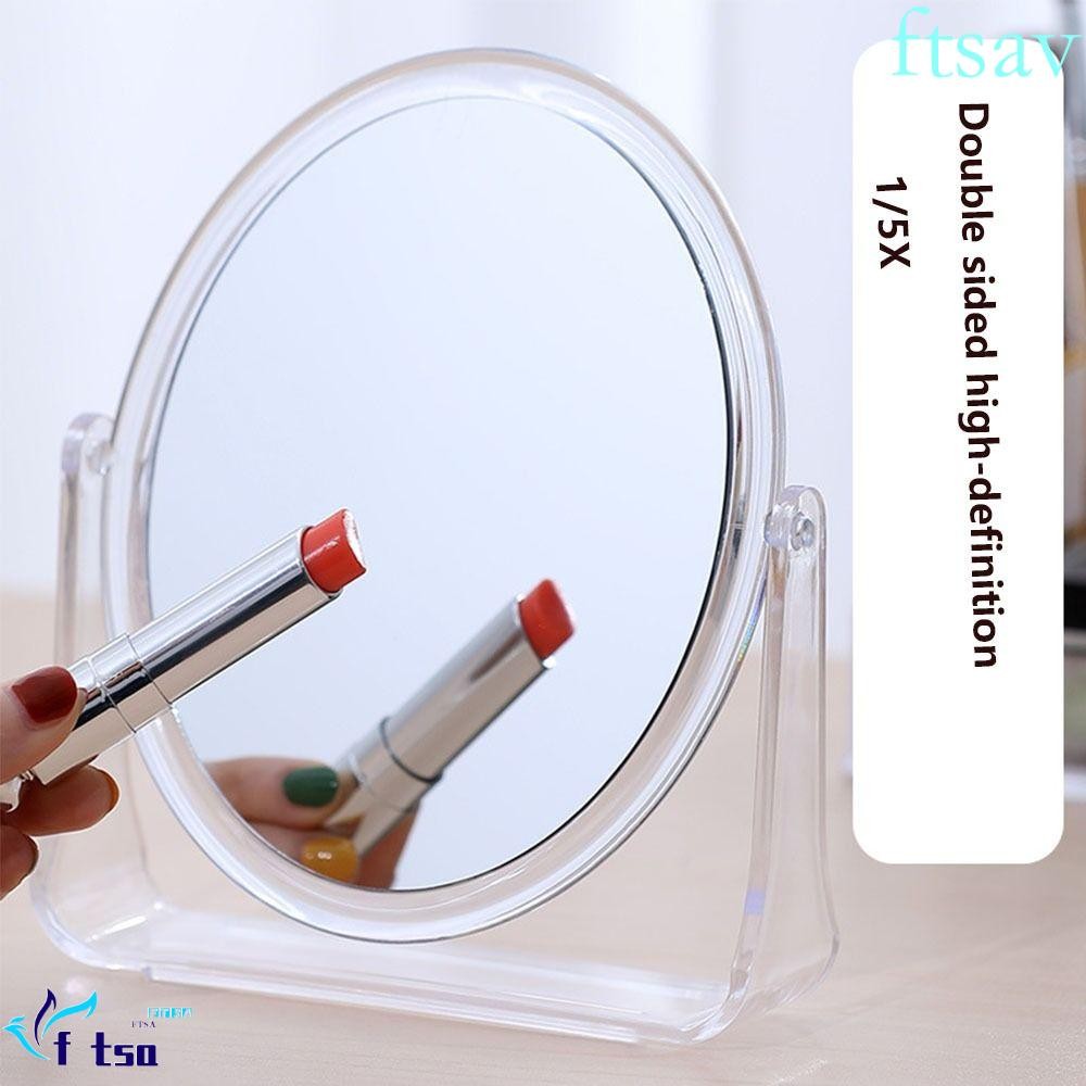 Swiftsaver กระจกขยาย 5 เท่า, กระจกเครื่องสําอางตั้งโต๊ะสองด้านทรงสี่เหลี่ยมกลม, Creative 360° หมุนพร้อมขาตั้งขยายตารางกระจกแต่งหน้าแต่งหน้า