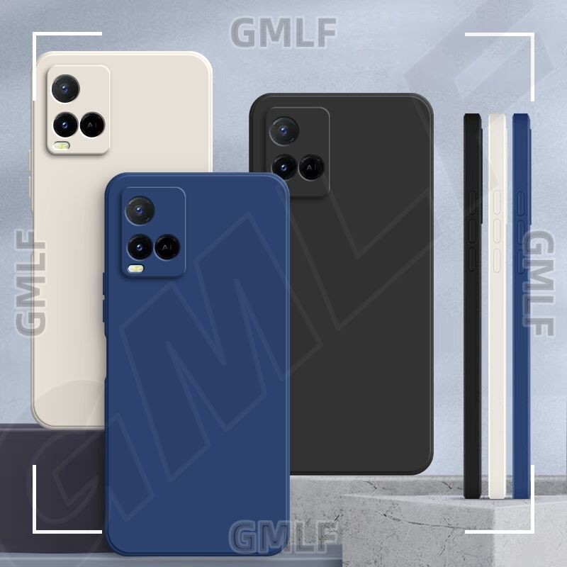 Cod เคสโทรศัพท์สําหรับ Vivo Y21T Y33s Y33T Y21s Y21i Y20 Y20s Y20i Y12A Y12s ซิลิโคนเหลวขอบตรงสีลูกกวาดซิลิโคน TPU ฝาหลัง