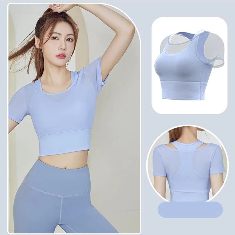 mvp sport แขนสั้นกีฬาตาข่ายบาง โยคะแขนสั้น เสื้อผ้าออกกำลังกาย thumbnail 4