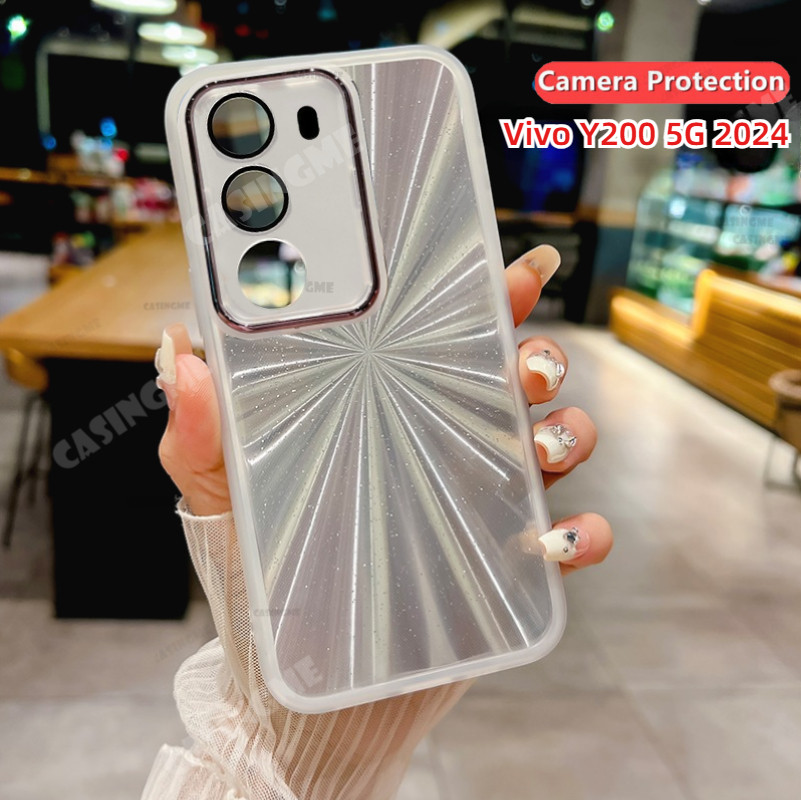 Vivo Y200 5G 2024 Gradient Flash ปลอกซิลิโคนสําหรับ Vivo Y200 VivoY200 Y200 200 4G 5G 2024 กล้องเลนส์ป้องกันเคสโทรศัพท์กันกระแทกฝาหลัง
