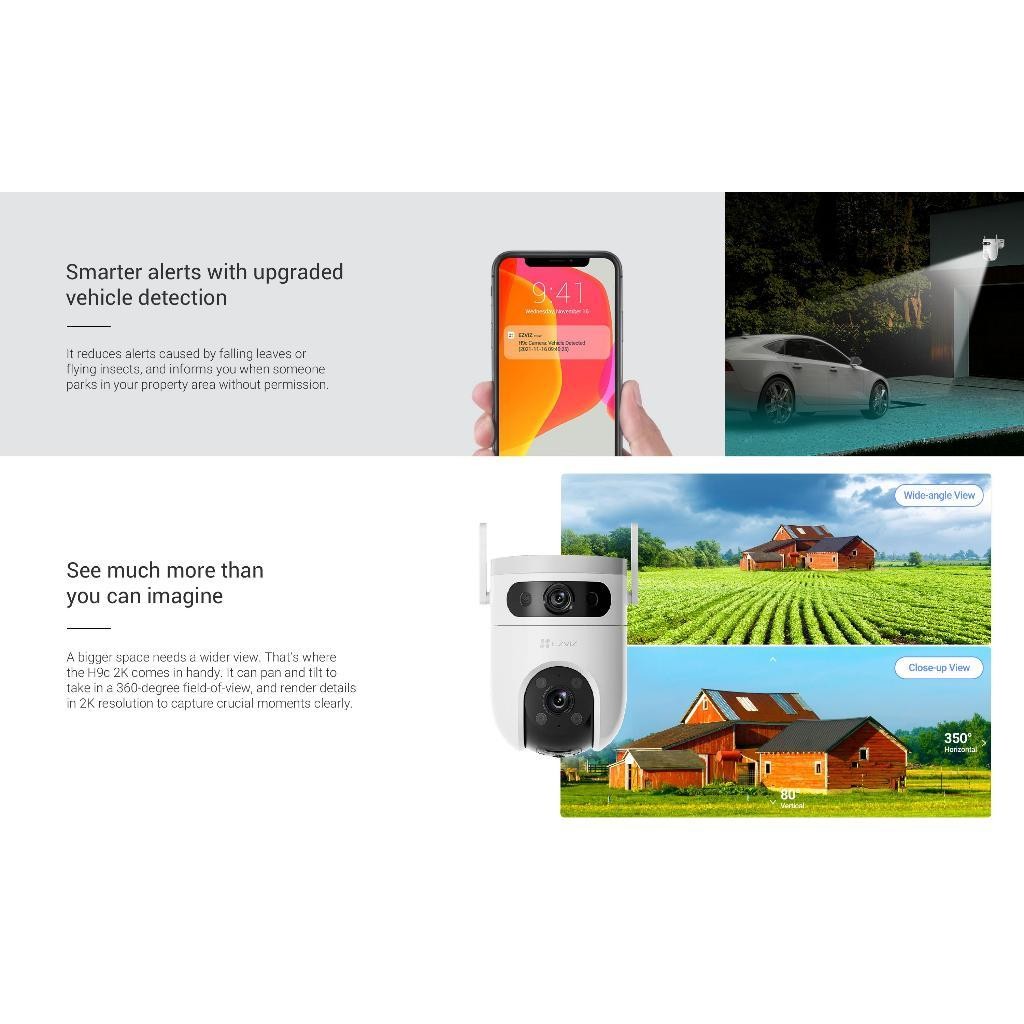 EZVIZ H9C 6MP DUAL LENS PAN & TILT WI-FI CAMERA (3MP+3MP) AI-POWERED กล้องวงจรปิดภายนอก