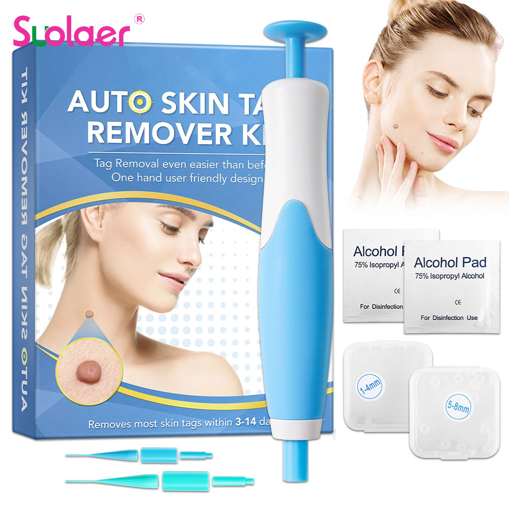 Suolaer 2 IN 1 Auto Skin Tag Remover Kit Micro Skin Tag อุปกรณ์กําจัดผู้ใหญ่ Mole Stain Wart Remover Face Care เครื่องมือความงาม