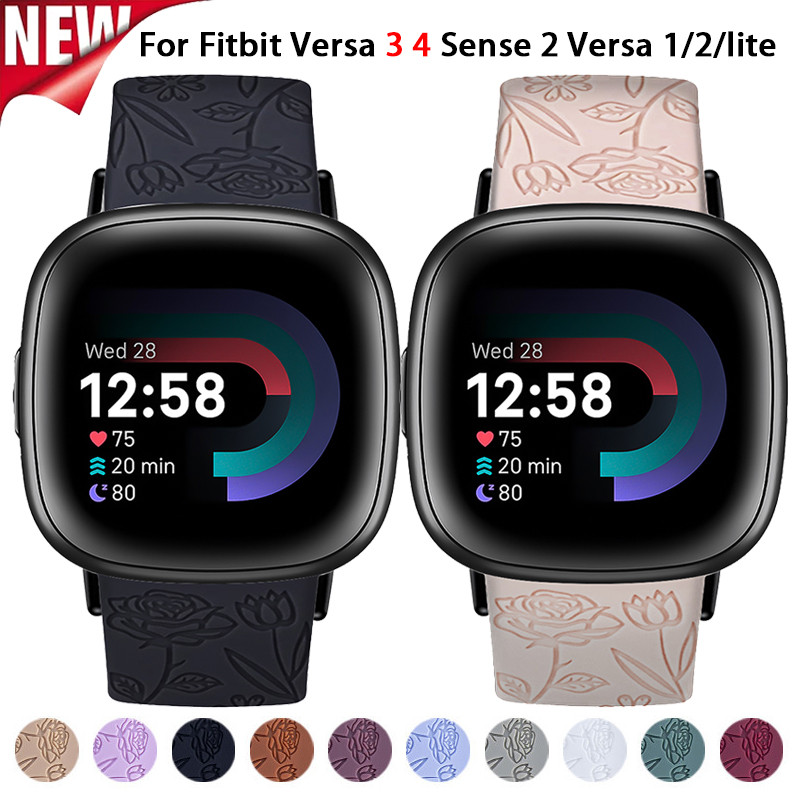 แกะสลักสายรัดซิลิโคนสําหรับ Fitbit Versa 3 4 Sense 2 Band อุปกรณ์เสริมสมาร์ทวอทช์ Replacment สายรัดข้อมือกีฬาสร้อยข้อมือซิลิโคน Fitbit Versa 2/lite สายคล้อง