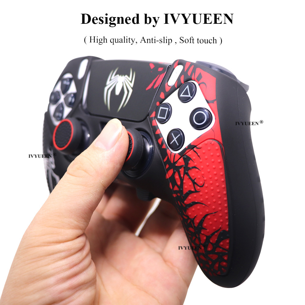 Ivyueen ซิลิโคนผิวสําหรับ PlayStation 5 PS5 Edge DualSense Controller Spider เคสป้องกัน Touch Pad สติกเกอร์