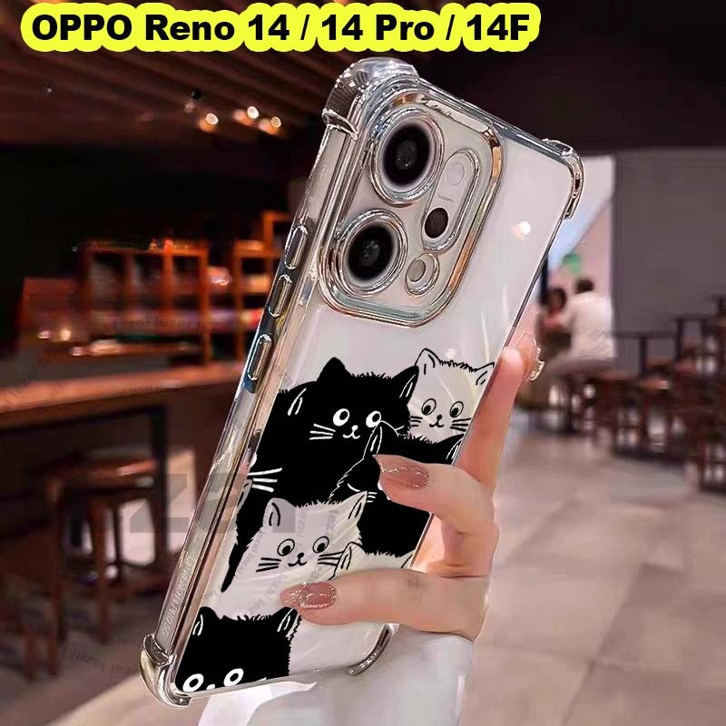 เคสOPPO Reno14 Pro Reno14Pro Reno 14 Pro 5GเคสOPPO 14F Reno14F 5G 2025 กรณีนุ่มกันกระแทกโปร่งใสหรูหร