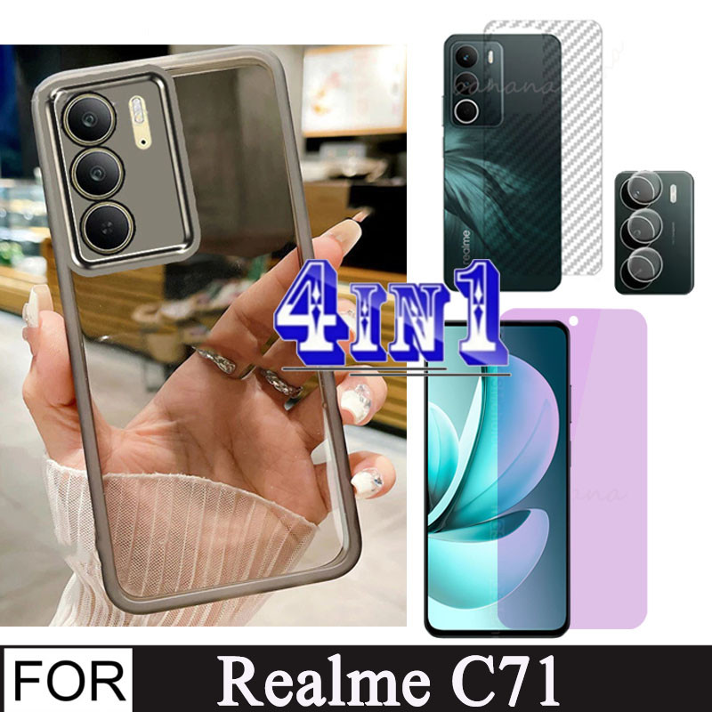 4In1 Realme C71 กระจกนิรภัย Anti Blue Light Ray สําหรับ Realme C71 C73 C75 C75X Full Coverage ป้องกั