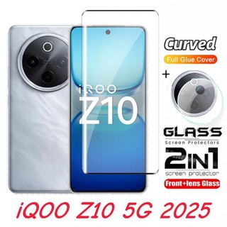 สําหรับ iQOO Z10 5G 2025 ฟิล์ม 2 in 1 ป้องกันหน้าจอสําหรับ Vivo iQOO Z10 iQOO Z10x Z 10 x 5G 2025 กระจกนิรภัยด้านหน้าฟิล์มกลับเลนส์
