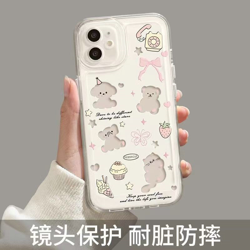 HL| เคส สำหรับ OPPO A3X A3 A5 Pro A18 A38 A58 A60 A91 A93 A94 2020 F1S F3 Lite F5 Youth F7 F9 F11 Pro กุทัณฑ์จี้โซ่เค้กแมวหมีช้างใสนุ่ม เคสโทรศัพท์แบบมีฝาปิด - รูปที่ 6