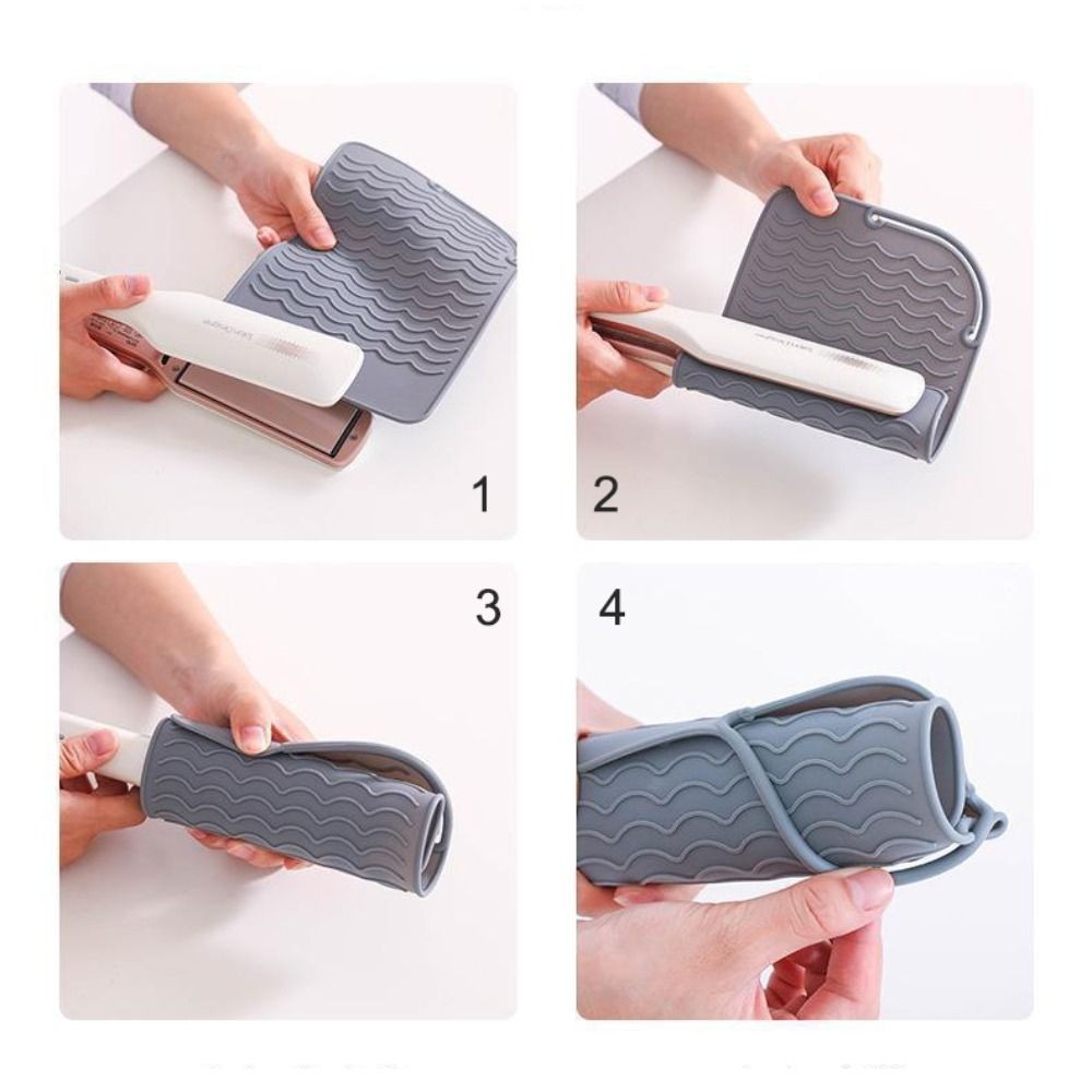 FANIELLAPOWELL ปลอกซิลิโคน,แบบพกพาป้องกันเคาน์เตอร์เสื่อทนความร้อน,แผ่นซิลิโคนกันลื่น Travling ใช้งานได้จริงสําหรับเหล็กดัดผม Straightener Burn - รูปที่ 4