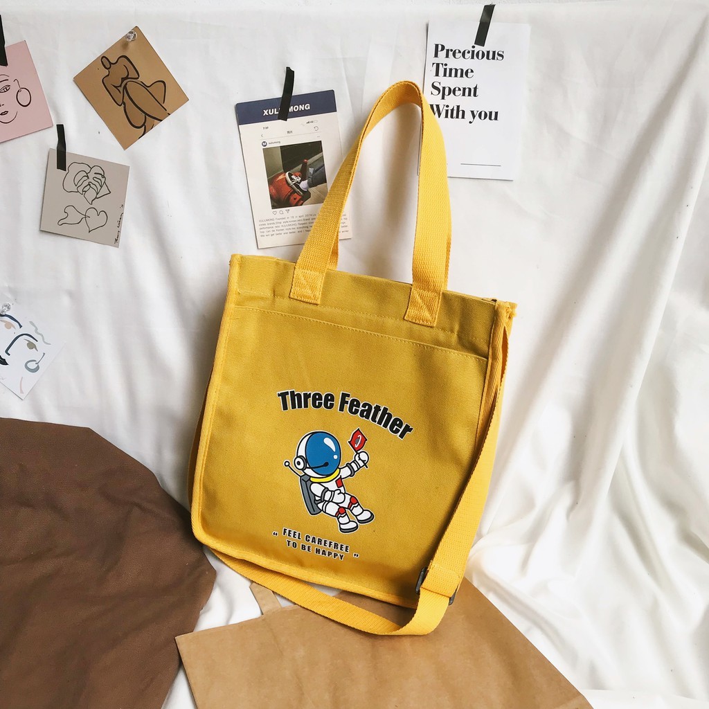 ifashionbag(IF1533) กระเป๋าผ้า สะพายข้าง ผ้าแคนวาส