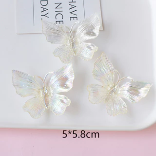 10ชิ้น/แพ็คขนาดใหญ่โปร่งใสที่มีสีสันผีเสื้อเรซิ่นอุปกรณ์เสริม ทําเอง เคสโทรศัพท์กิ๊บทําวัสดุตกแต่ง