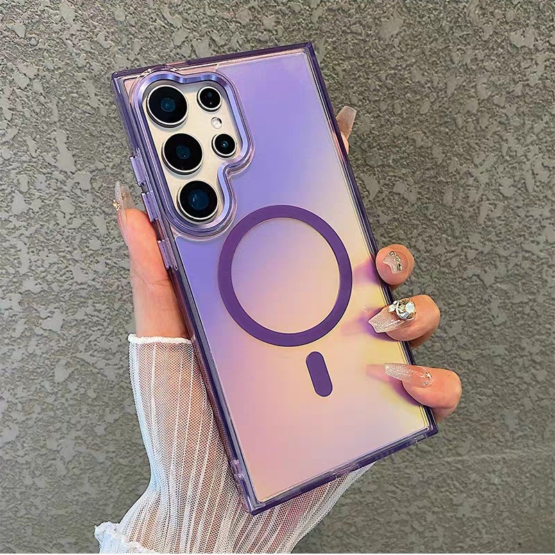 SAMSUNG เปลี่ยนสีเคสโทรศัพท์แม่เหล็กสําหรับSamsung S26 S26FE S25FE A17 S25 Ultra S24 Ultra S24 FE S23 Ultra A27 A36 A56 A55 A35 A34 A54 A53 A52 A52 A52s A25 A16 A16 A26 Shock Proof Co