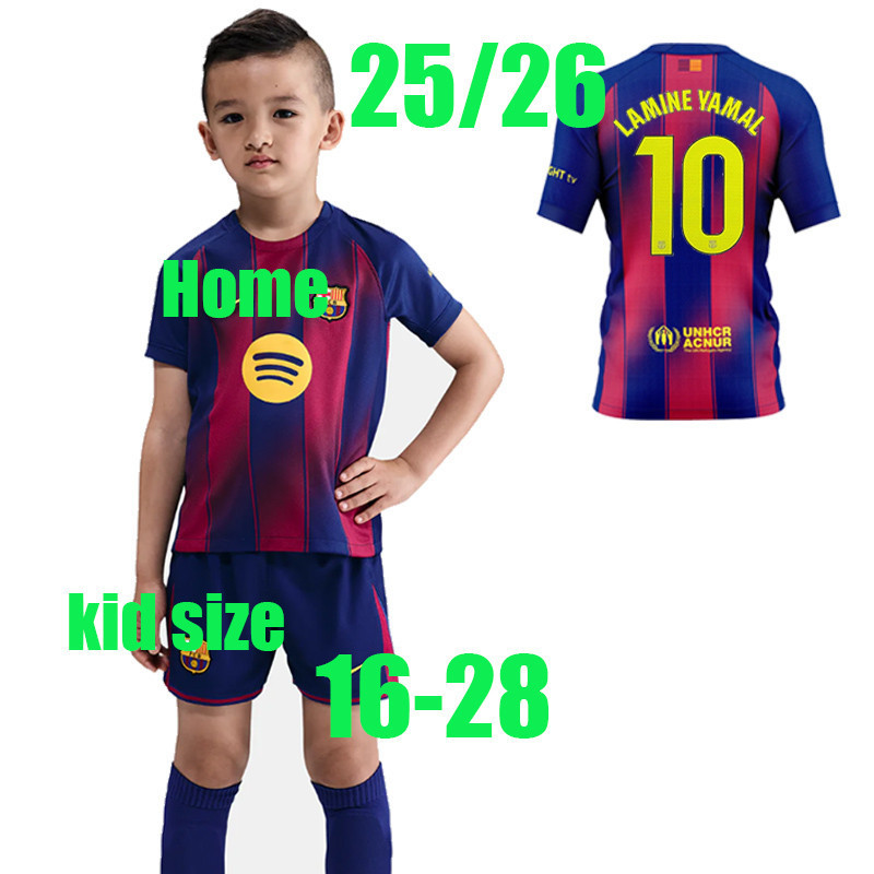 25/26 clothe BaRceLona home jersey ชุดเด็ก (พร้อมกางเกง) GAVI RAPHINHA KOUNDE LEWANDOWSKI PEDRI DE J