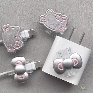 ตัวป้องกันสายชาร์จสายป้องกันสายไฟเคสป้องกันสายชาร์จคิตตี้แบบใสสำหรับData Cableเหมาะกับ ที่กันสายหักที่กันสายหักเคสป้องกั