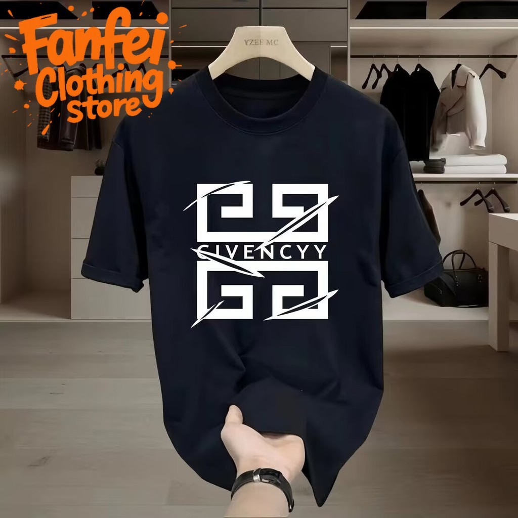 (จัดส่งตลอด 24 ชั่วโมง)Fanfei 2025 ฤดูร้อนเสื้อยืดหลวมทุกการแข่งขันเสื้อยืดลำลองแขนสั้นถนนสูง