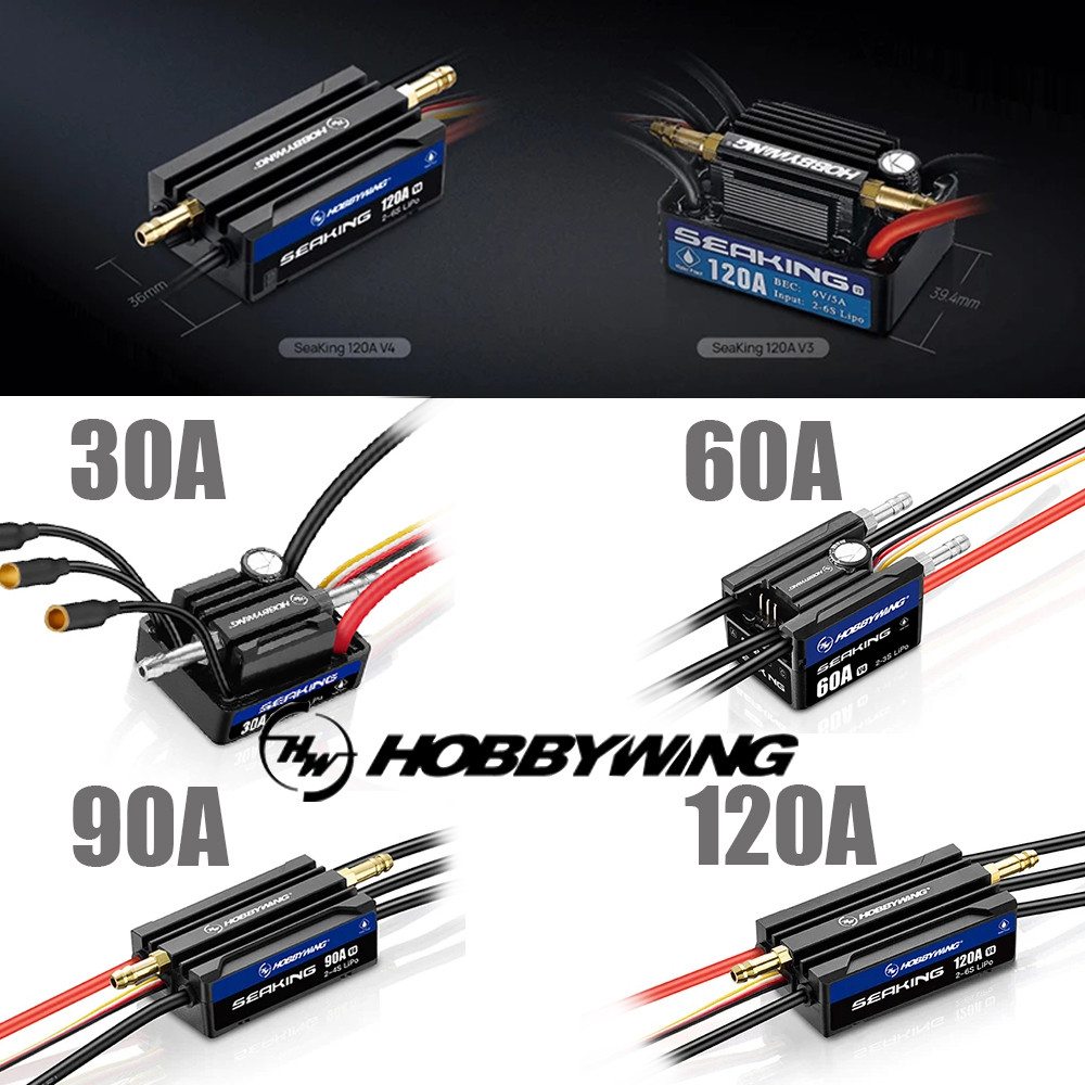 HOBBYWING Seaking V4 30A 60A 90A 120A Brushless ESC สําหรับ RC เรือเรือของเล่นอุปกรณ์เสริม