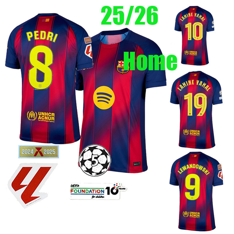 S-4XL ขนาด 25/26 ฟุตบอล clothe BaRceLona home jersey GAVI RAPHINHA KOUNDE WANDOWSKI PEDRI DE JONG OL