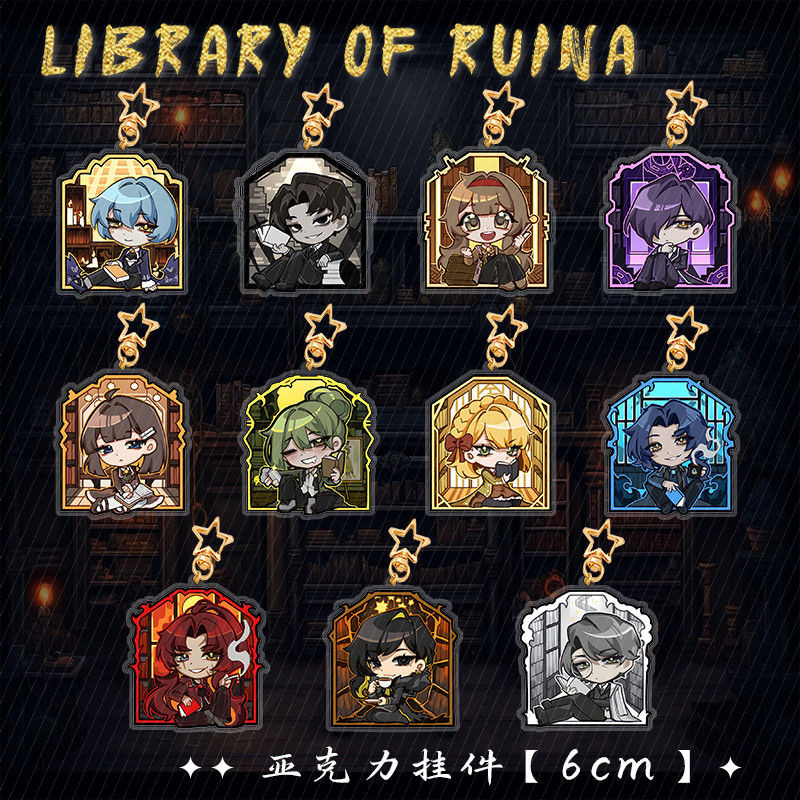 Library of Ruina KeyChain Men Lobotomy Corporation Key Chain ผู้หญิง Hokma อะคริลิค Key แหวน Angela จี้ Party Charm ของขวัญเพื่อน
